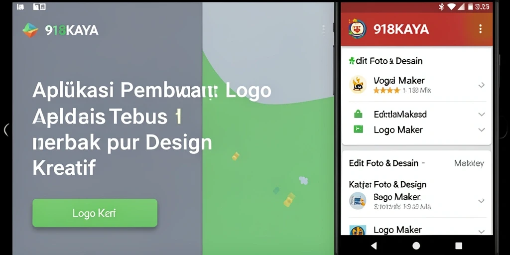 Tampilan antarmuka pengguna aplikasi 918KAYA untuk desain logo.