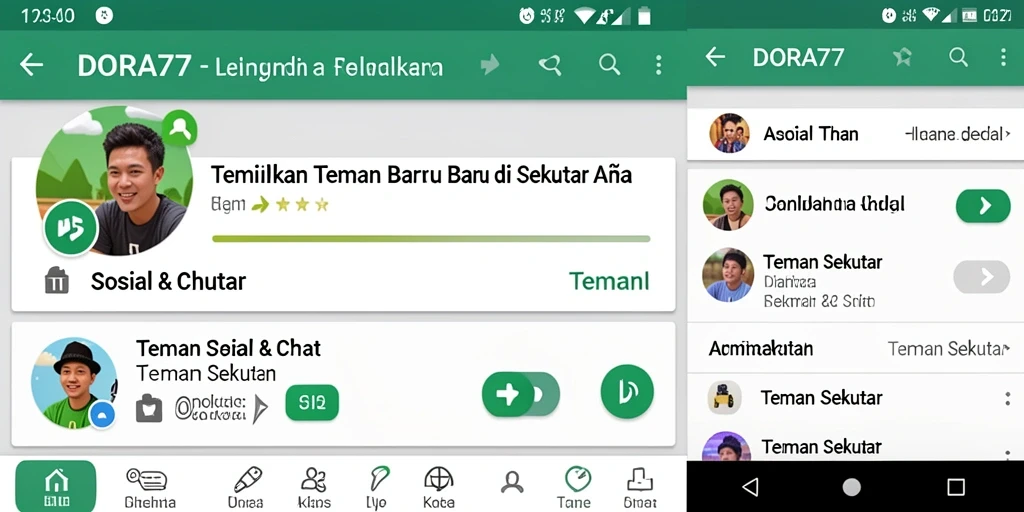 Tampilan antarmuka DORA77 yang ramah pengguna untuk menjalin pertemanan.