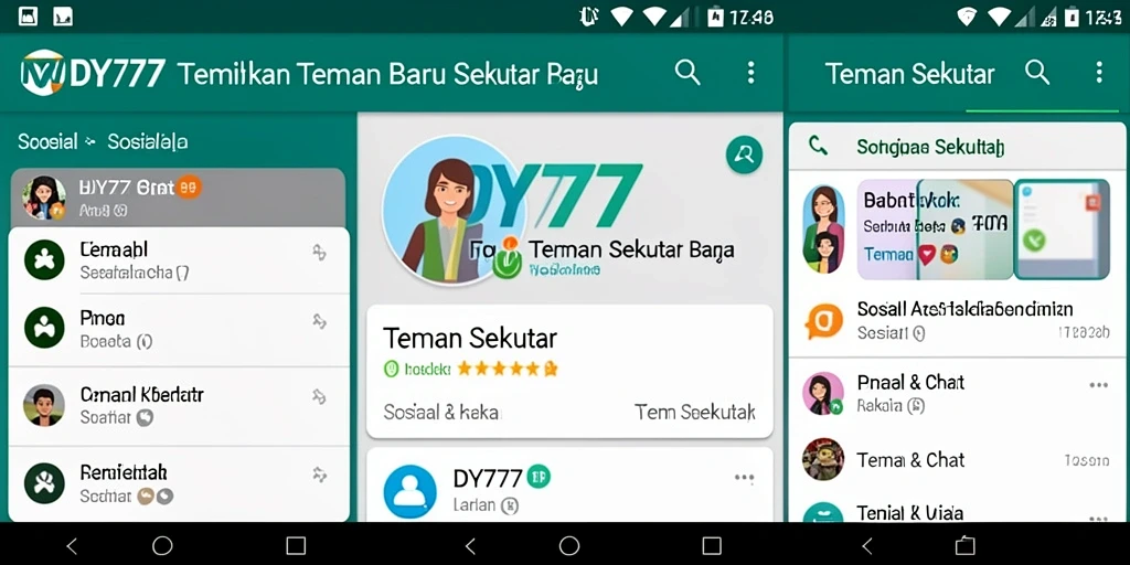 Tampilan antarmuka aplikasi DY777 untuk menemukan teman baru.