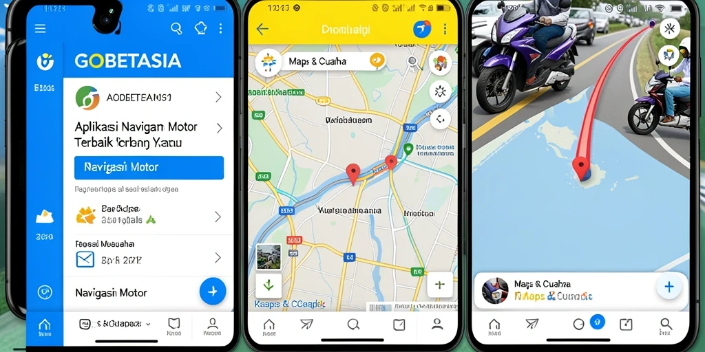 Antarmuka utama GOBETASIA untuk navigasi motor yang intuitif dan informatif.