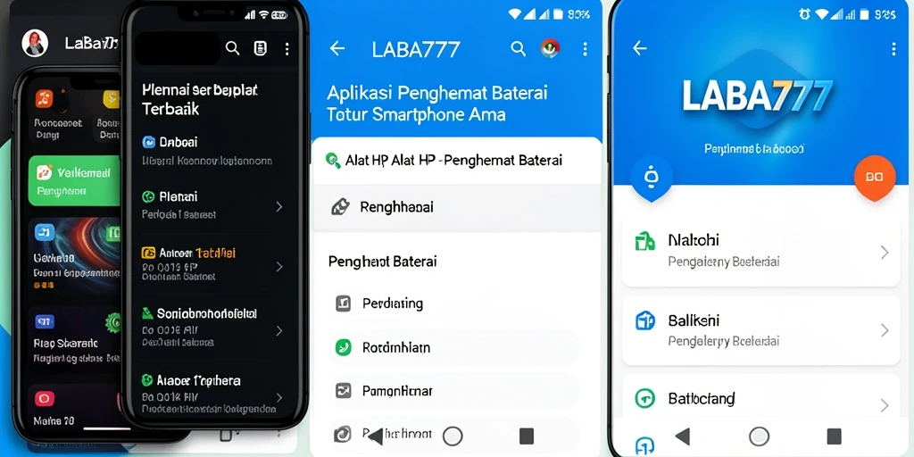 Tampilan antarmuka LABA777 dengan fitur Penghemat Baterai yang intuitif.
