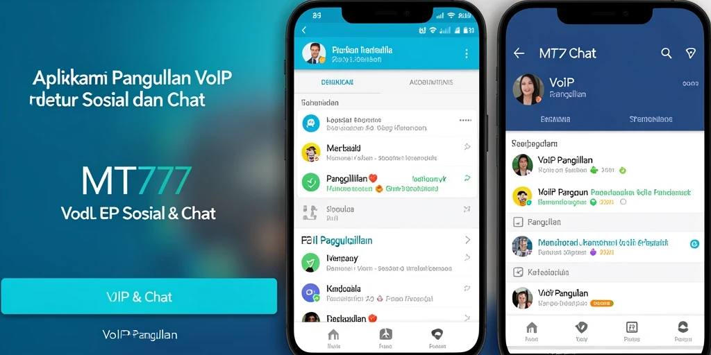 Tampilan antarmuka utama aplikasi MT777 untuk panggilan VoIP.