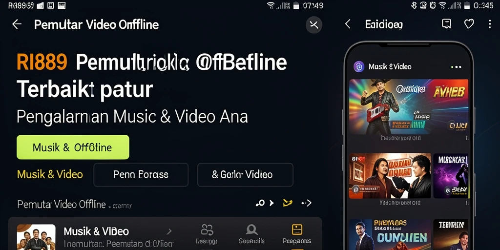 Tampilan antarmuka RI889 yang sederhana dan fungsional untuk Pemutar Video Offline.