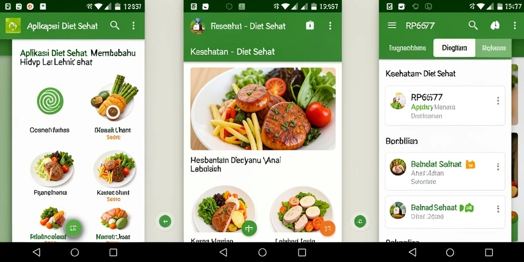 Antarmuka aplikasi RP6677 yang menarik untuk Diet Sehat.