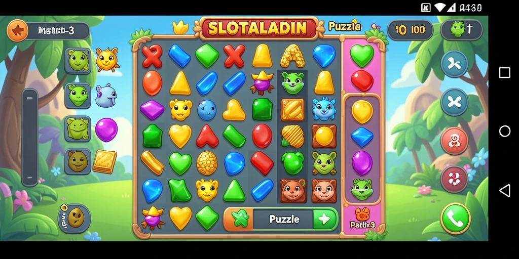 Antarmuka SLOTALADIN menunjukkan elemen Puzzle Match-3 yang menarik.